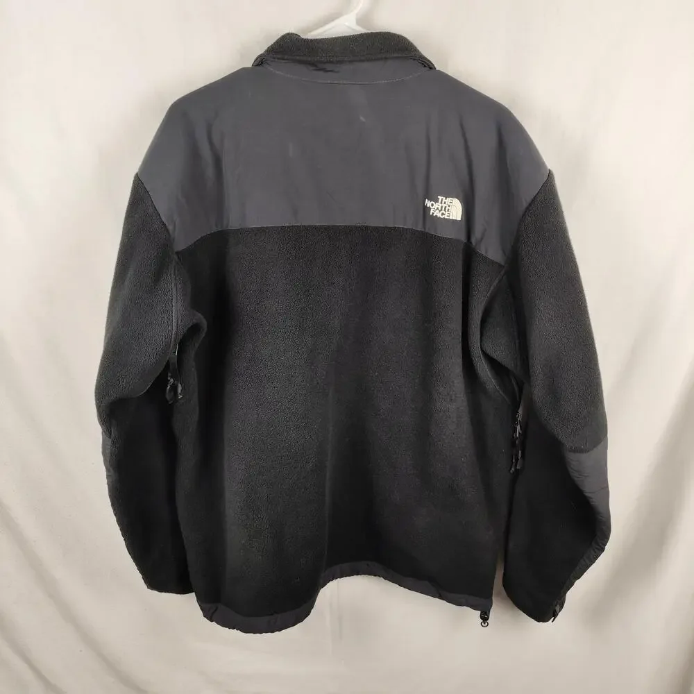 The North Face Denali Jacket Mens Large Black Gray Fleece Full Zip Pockets